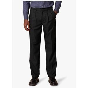 Amazon Essentials Men’s Black Classic Fit Expandable Waist Pleated Dress Pants